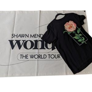 Shawn Mendes combo wonder world tour banner the tour merch t-shirt women's sizeM